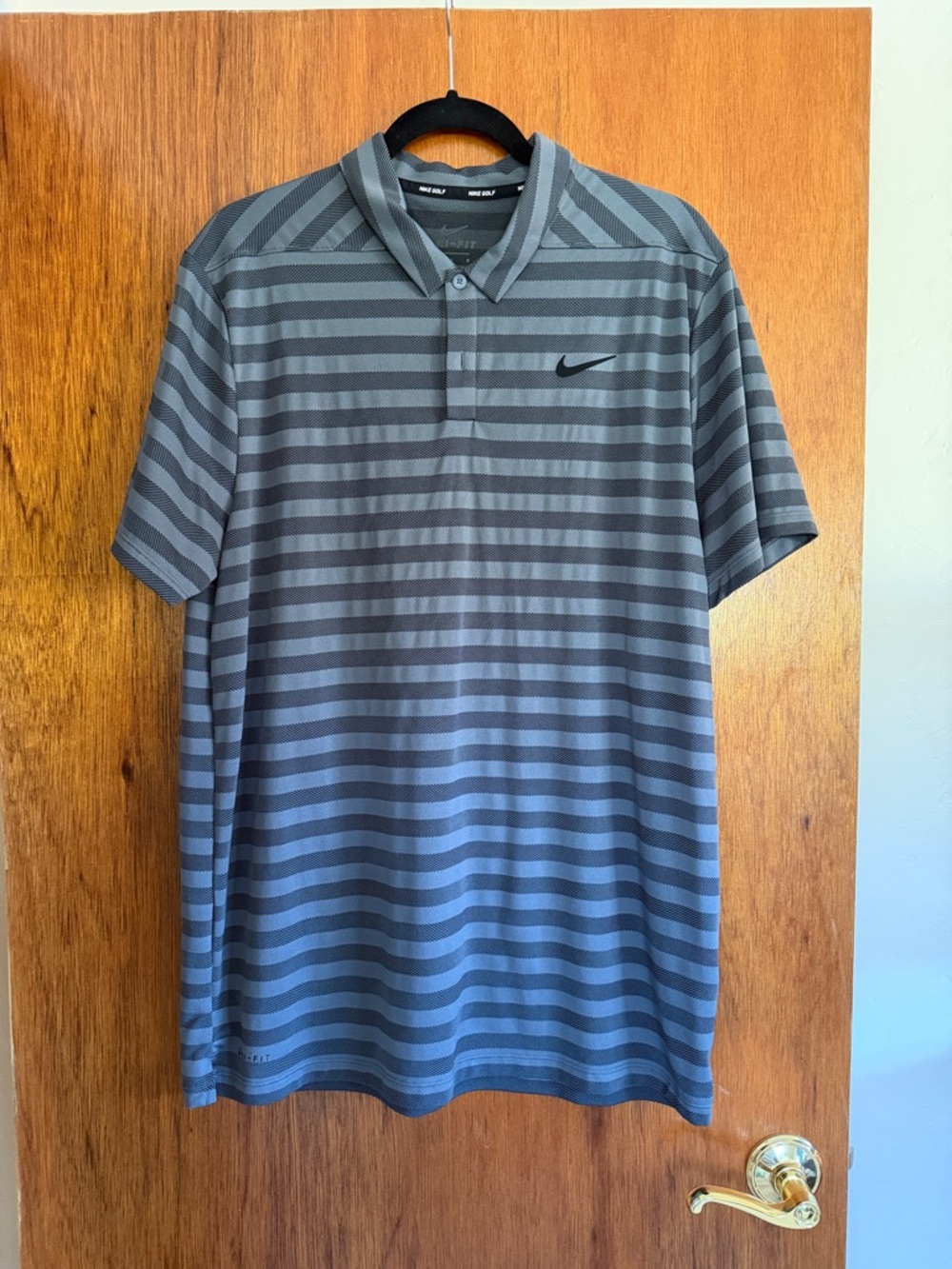 Nike Men’s Gray Striped Polo - Dri-Fit